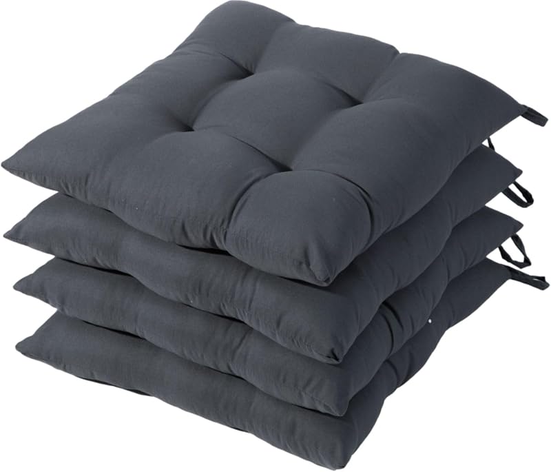 HAMO 4x 38x38 cm Graphite Dining Chair Seat Cushions Set