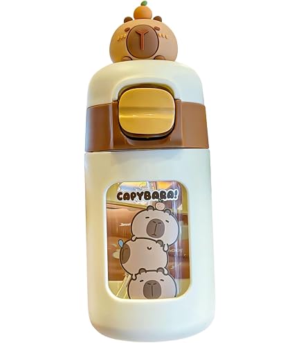 Cute Capybara Water Bottle - 330ml BPA-Free PC With Silicone Straw & Leak-Proof Lid - View #2