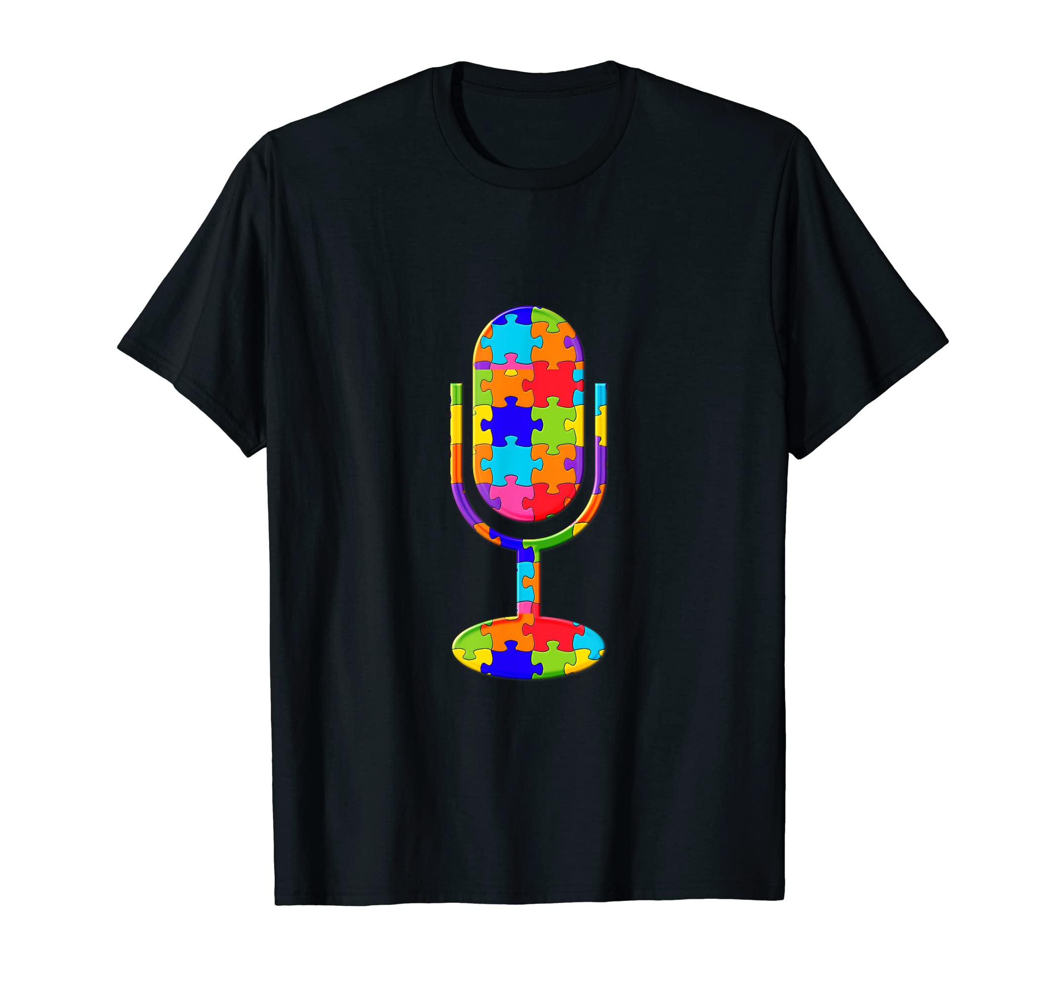 Webinar Podcast Microphone Jigsaw Autism Puzzle Game T-Shirt