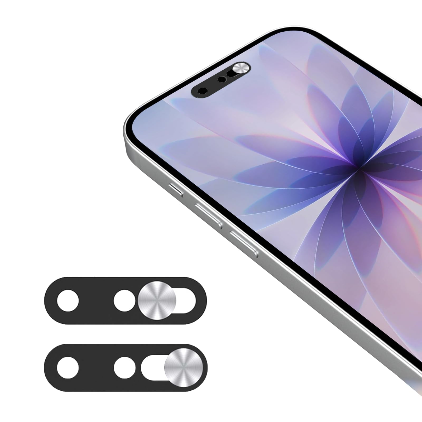 Photo 1 of Front Camera Cover Compatible for iPhone 14Pro/14 Pro Max/15/15Plus/15Pro/15Pro Max,Protect Privacy and Security,Not Affect Face ID,Protect Privacy and Security,Not Affect Face ID,2 Pack-Silver