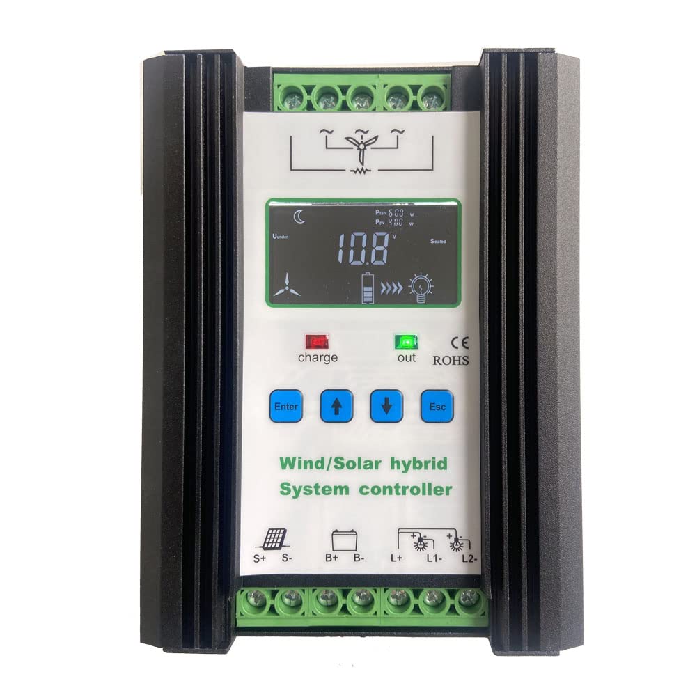 SolaMr 1000W PWM Wind Solar Hybrid Charge Controller 400W Solar and 600W Wind Hybrid Charge Controller 12V/24V Auto Identification System Voltage