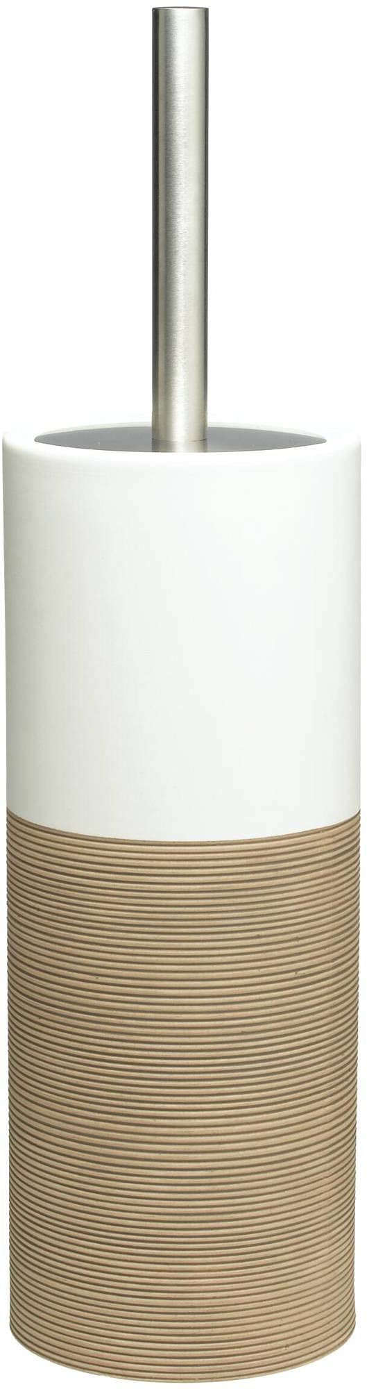 Sealskin Doppio Toilet Brush and Holder, Porcelain, Sand, 10.1 x 38.3 x 10.1 cm