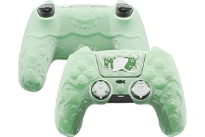 PlayVital for ps5 Controller Cover Skin - Cute Ocean Whisper Series Semi-Clear Silicone Case for ps5 Controller with Thumb Gr