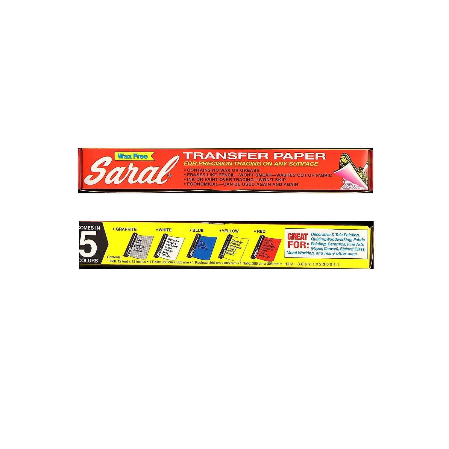 SARAL Yellow Wax- Transfer (Tracing) Paper for Precision Tracing on Any Surface-12 inches x 12 Foot roll
