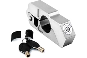 CHIFUN Universal Motorcycle Handlebar Lock CNC Aluminum Handle Bar Grip Throttle Brake Anti-Theft Lock Compatible with ATV Motorbike Scooter Dirt Bike(Silver)