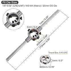 uxcell Die Stock Handle Wrench Set, 4-40 UNC Round