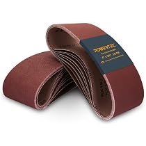 Lot De 10 Courroies De Ponçage POWERTEC – 4x24 Pouces, Grain 240, Oxyde D'aluminium