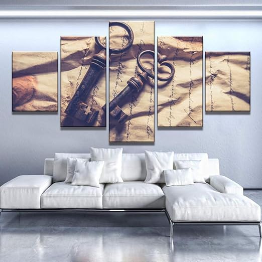 Ghtawxj 5 Piezas Lienzo Arte Dos Llaves Cartel Decoracion Pinturas