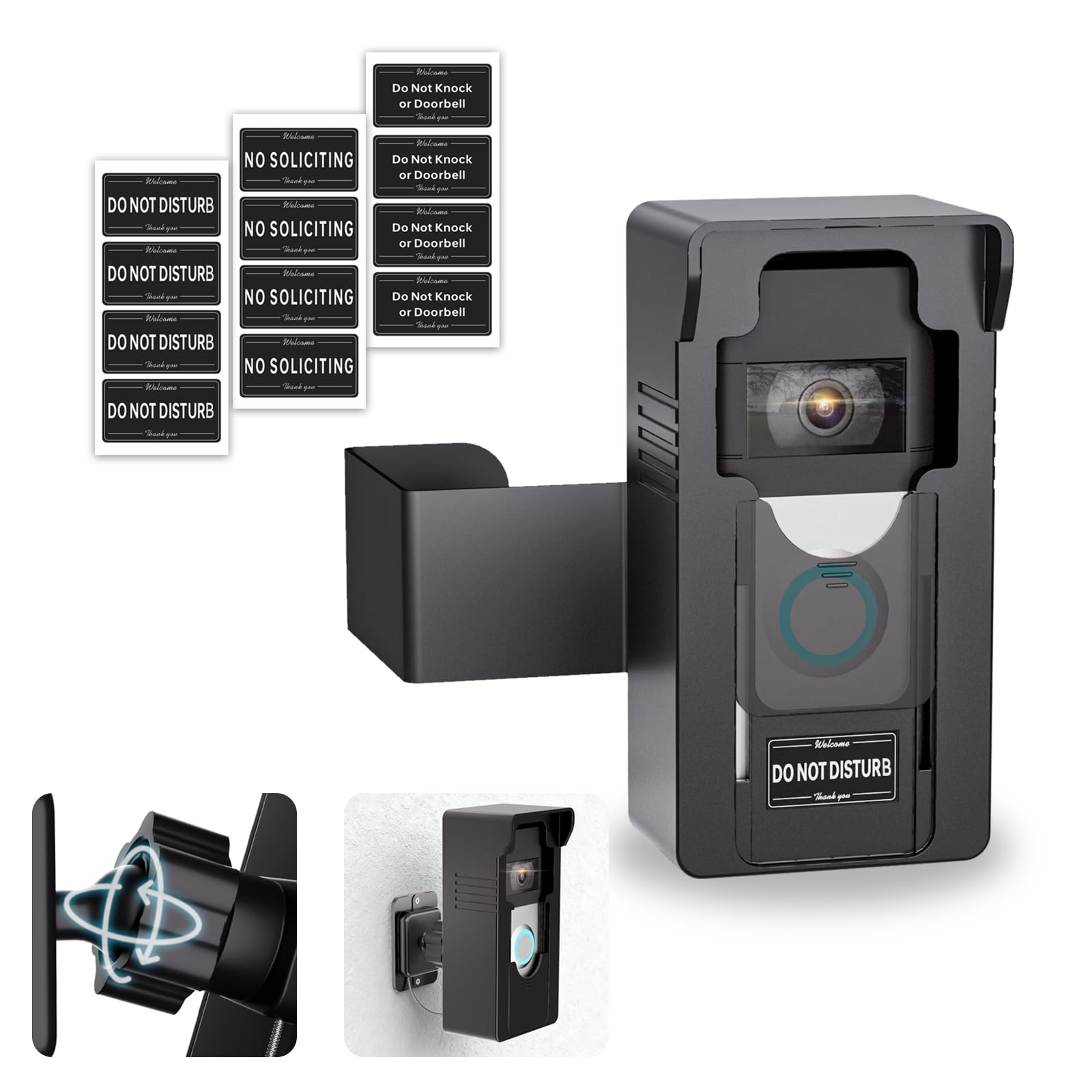 Photo 1 of Anti-Theft Doorbell Mount with Ring: 360 Adjustable Angle Wireless Camera Holder No Drill for Apartment Door - 2025 Video Wired Mounting Bracket for Brick Concrete Wall Renter Friendly Home House