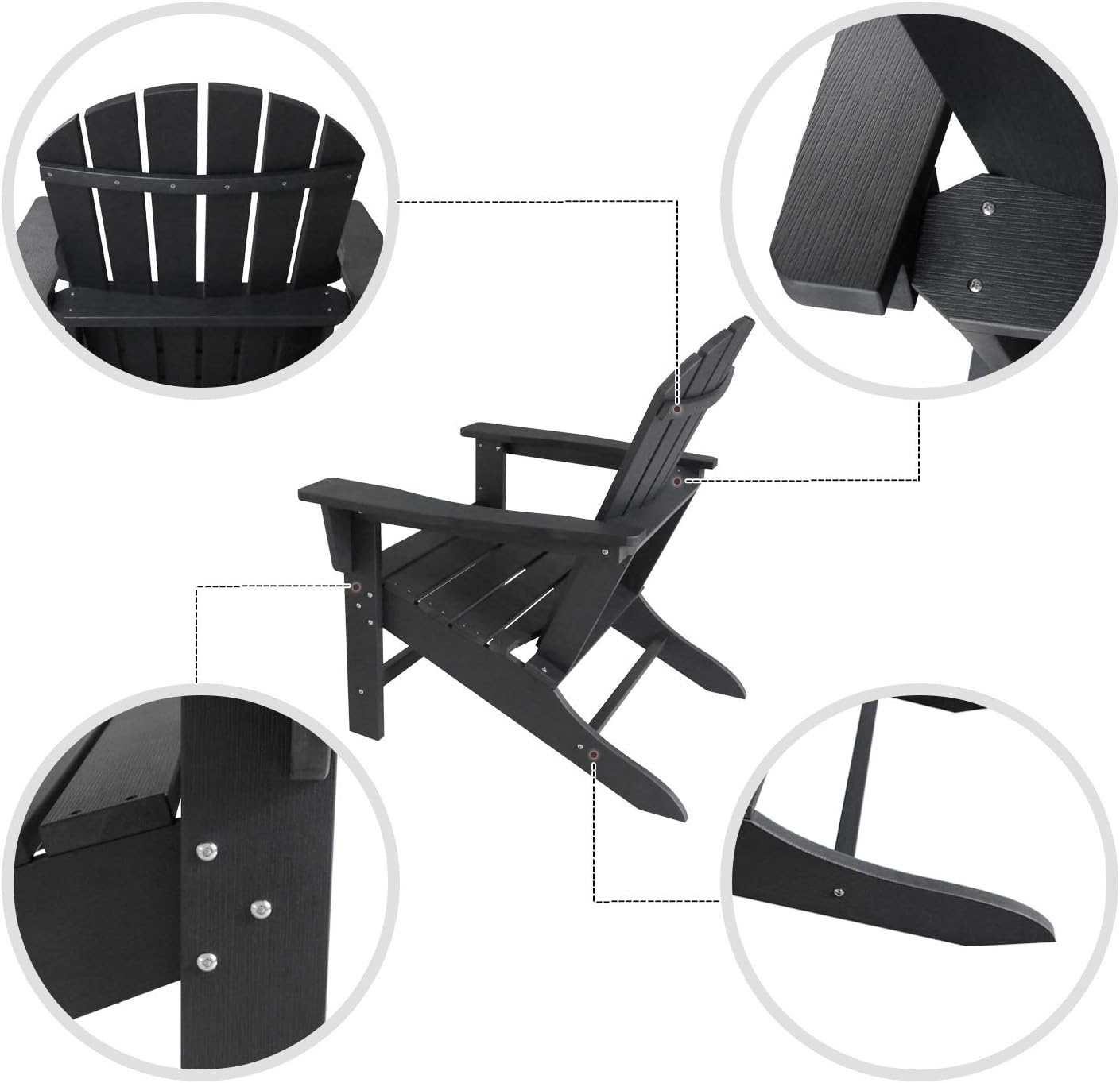 DAILYLIFE Plastic/Resin Classic Outdoor Adirondack Chair Polystyrene Weatherproof Lounge Chair for Porch Patio Deck Garden,Backyard & Lawn Furniture: Kitchen & Dining