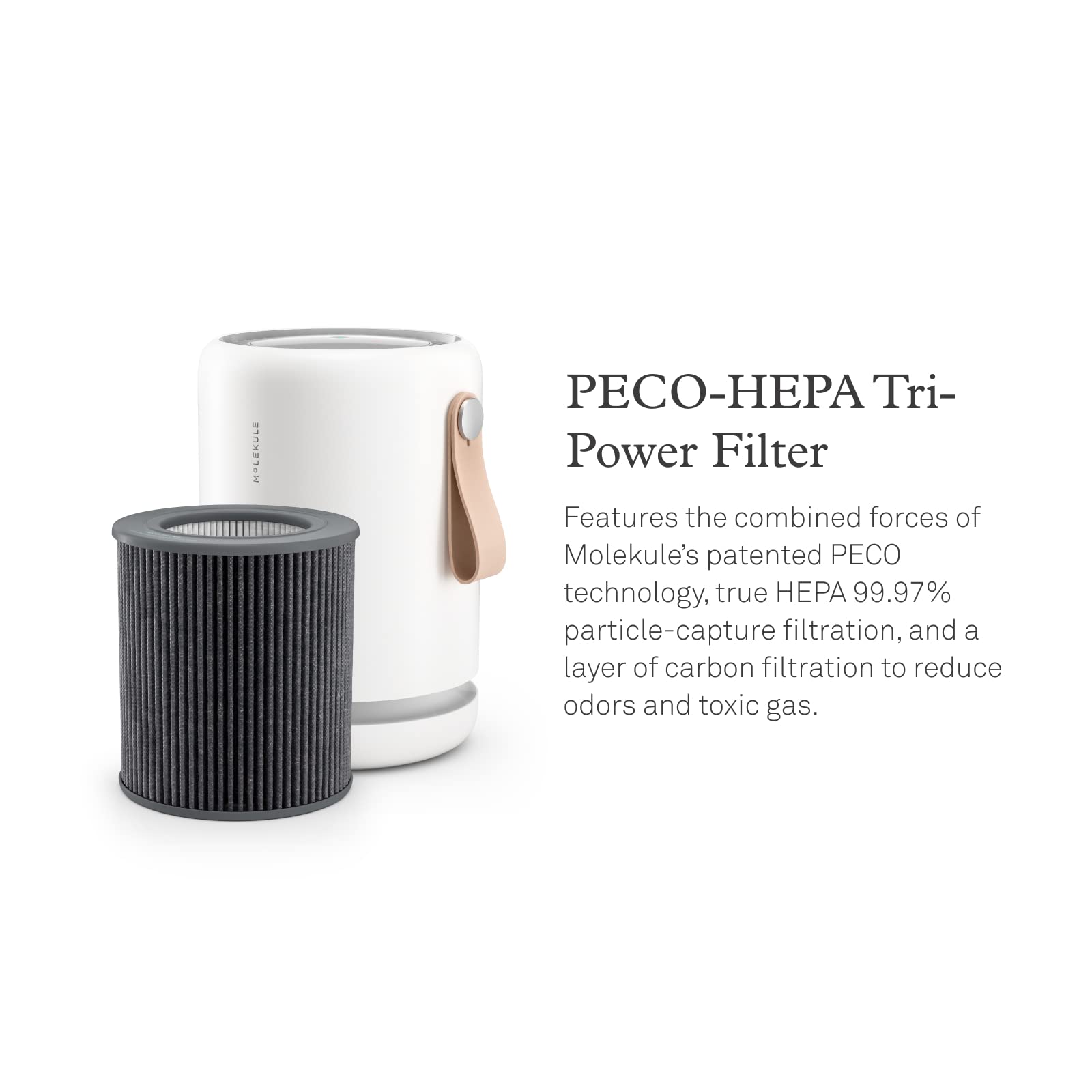 Molekule Air Purifier Mini+ - Purifies Rooms Up to 250 Sq Ft - Smart Purifier with High Pollutant Capture Rate - Air Quality Monitoring Capabilities - White