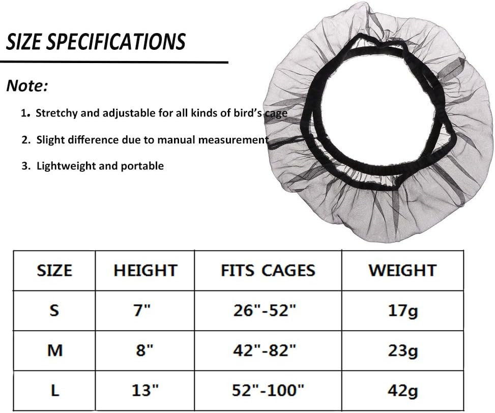 Bonaweite Mesh Bird Seed Catcher, Birds Cage Net Cover, Soft Nylon Skirt with Adjustable Drawstring : Pet Supplies