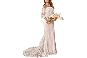 MASHENGYUE Lace Boho Wedding Dresses for Bride 2025 Beach Wedding Gowns for Women Long Country Bridal Dress
