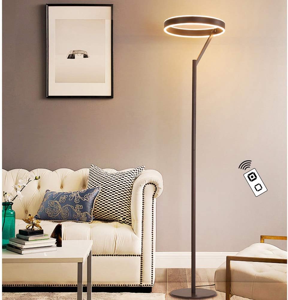 QZZZ LED Floor Lamp, Continuously Dimmable Standing Lamp with Remote