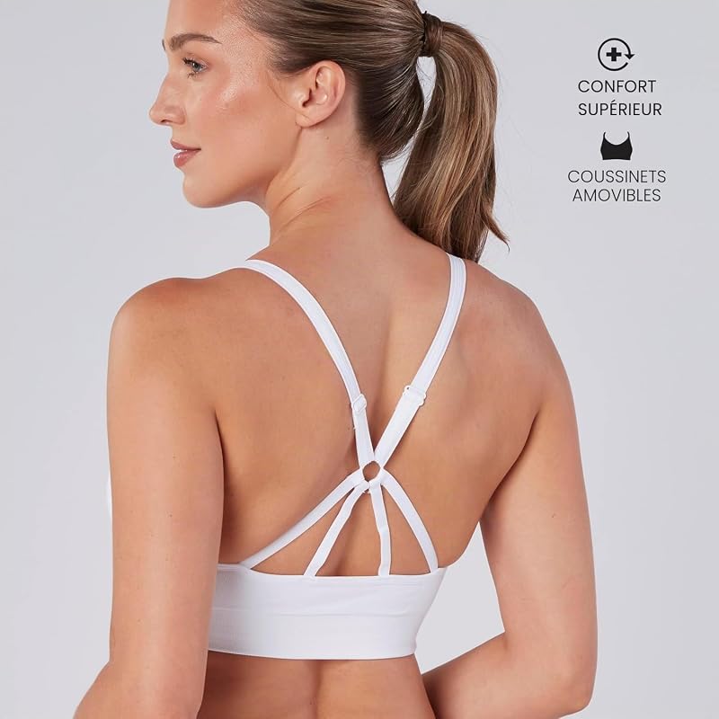 Maryna Brassiere Sport Femme Seamless Halter Maintien élevé | Soutien Gorge Sport Femme Confortable Polyamide élasthanne | Haut d’entraînement Noir Gris Blanc Usage Quotidien