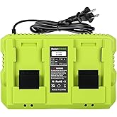 Replacement for Ryobi 40V Battery Charger, OP402 Dual Port Fast Charging Station with USB & Type-C - Compatible with OP4026 OP4050 OP4050A OP4040 OP4060 OP4015 40 Volt Lithium Batteries