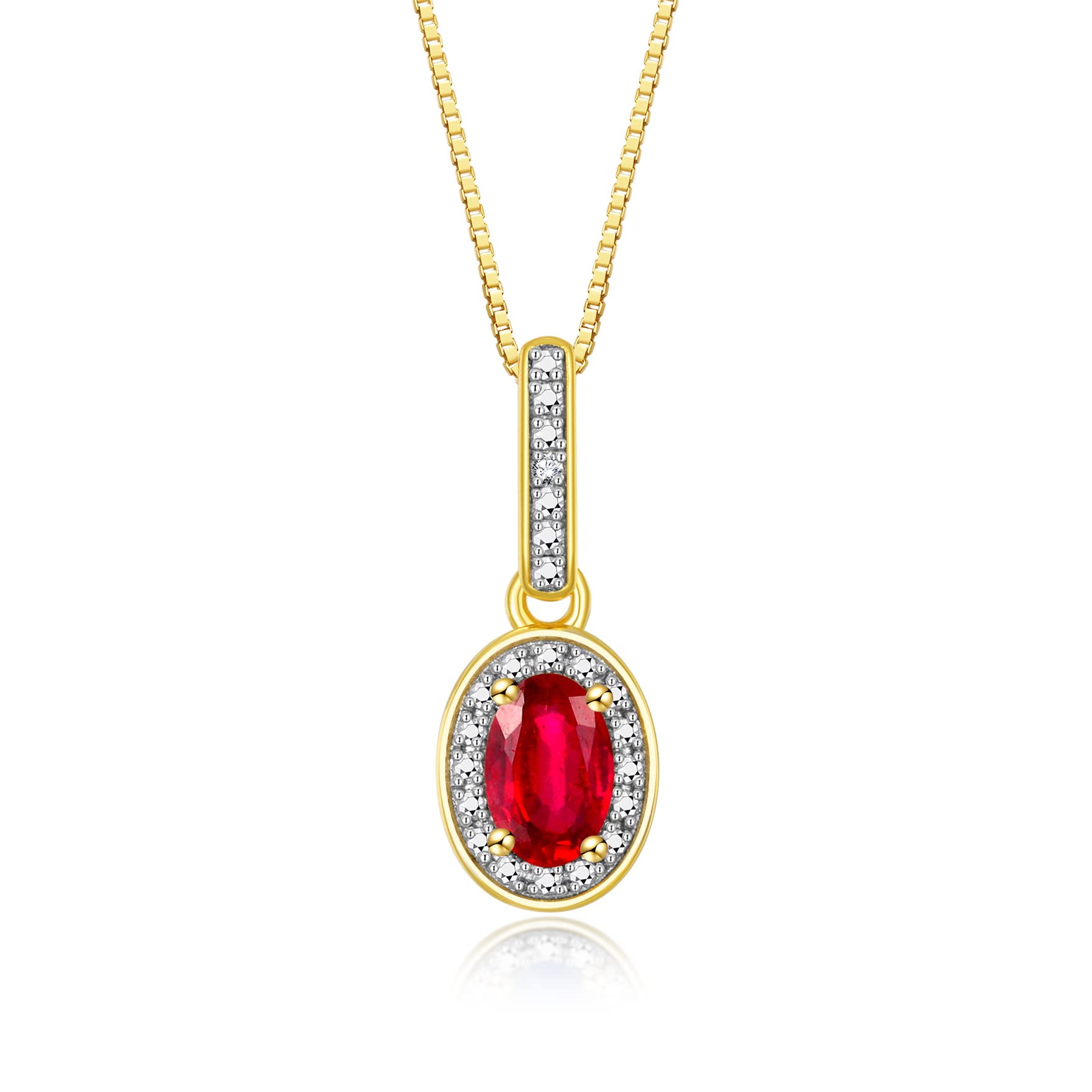 Rylos Simply Elegant Beautiful Red Ruby & Diamond Pendant/Necklace - July Birthstone*