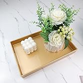 Spsyrine Gold Bathroom Vanity Tray with Handles for Dresser Tops, Countertop, Perfume Decorative Tray, 11.8” * 7.87” *1.37”