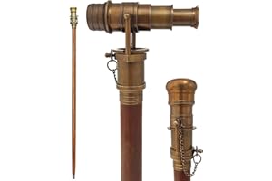 THOR INSTRUMENTS Beautiful Nautical Antique Finish Walking Stick Telescope Collectible Wooden Cane with Brass Telescope Handle Rustic Vintage Home Decor Gifts