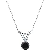 1/4 to 2 Carat Black Diamond Round Solitaire Pendant Necklace in 14k Gold with 18 Inch Chain Spring Ring 4-Prong Set cttw by Diamond Wish