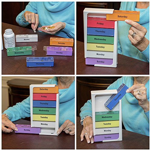 Extra Large 7Day Stackable Weekly Pill Box Organizer with Splitter