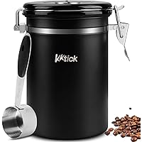 KKTICK Coffee Canister, Airtight Stainless Steel Coffee Container with Measuring Scoop, Kitchen Food Storage with Date…