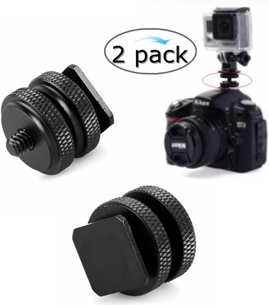 Tomcrazy Metal Hot Shoe 1/4"-20 Thread Screw Post Converter Adapter to Tripod Flash Mount/Microphone/LED Light/Monitor…