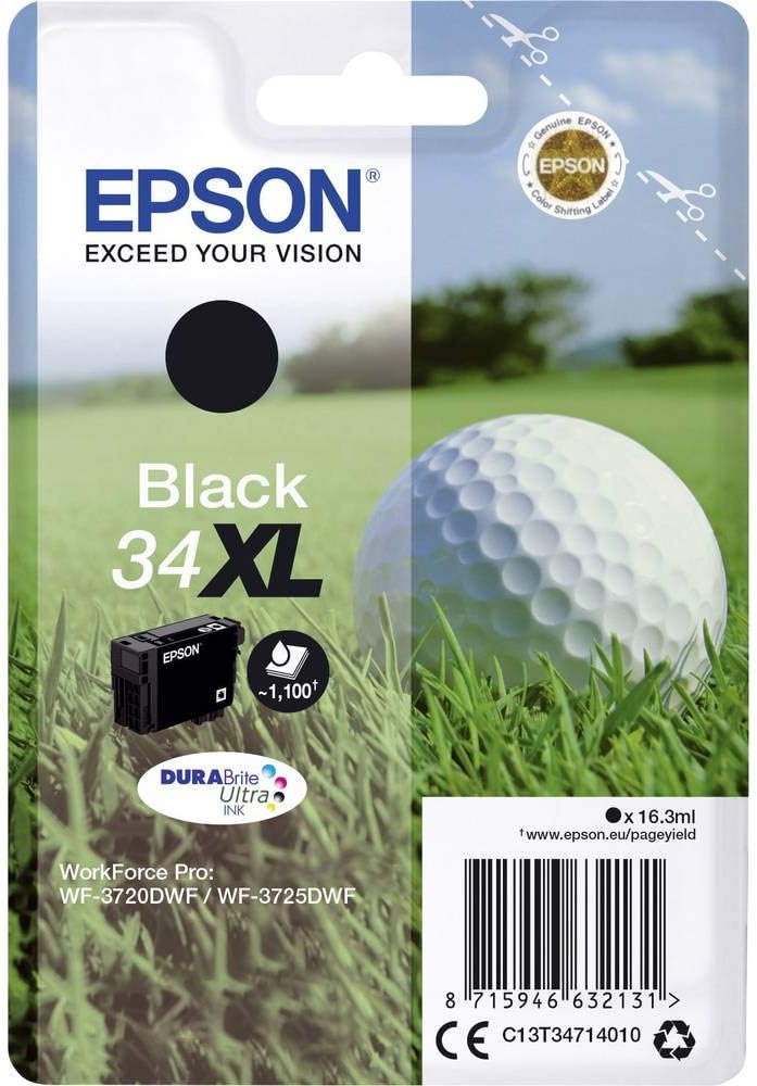 Epson 34XL Black Golfball High Yield DURABrite Ultra Ink Cartridge WF-3720