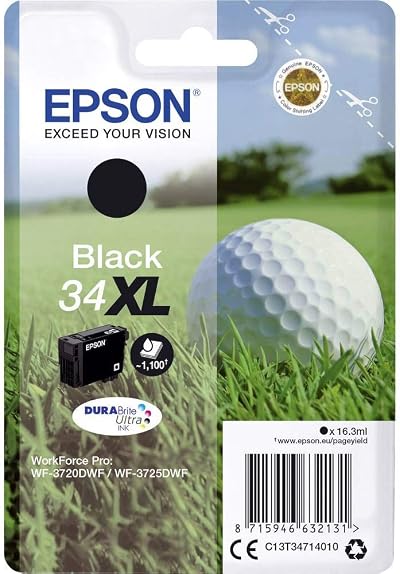 Epson 34XL Black Golfball High Yield DURABrite Ultra Ink Cartridge WF-3720