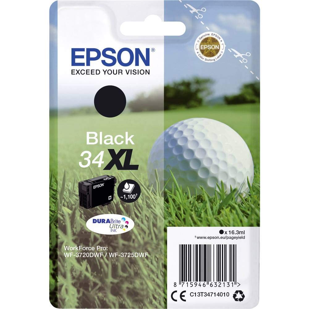 Epson 34XL Black Golfball Genuine High Yield, DURABrite Ultra Ink Cartridge