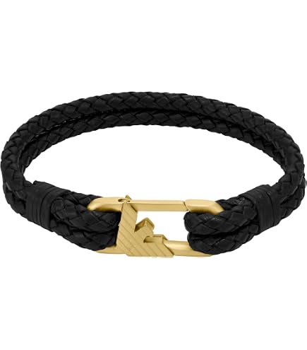 Amazon.com: Emporio Armani Men's Black Leather Strap Bracelet