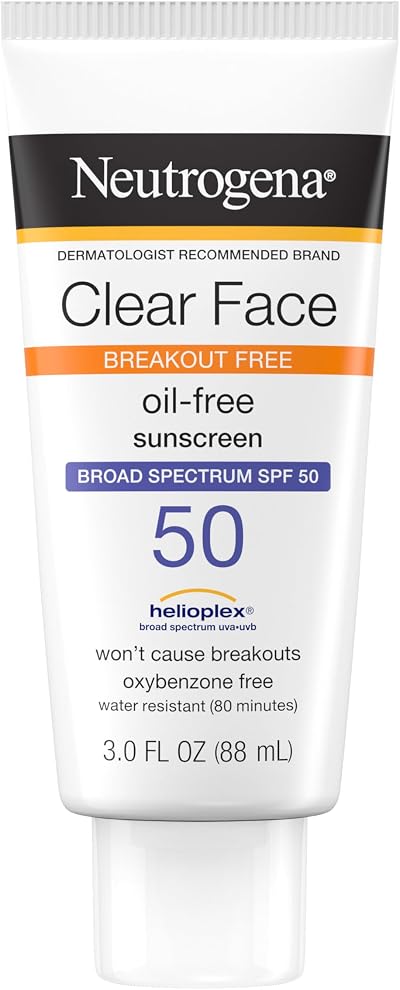 Neutrogena Clear Face Liquid Lotion Sunscreen SPF 50 Acne Prone Skin 3 oz