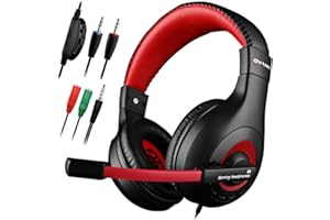 MAXIN 3.5mm Wired Gaming Headset with Microphone - Stereo Bass Sound, Volume Control, Soft Ear Pads for PC, PS4, Mobile Phone