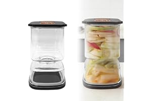 Pickle Jar, 35oz Container with Strainer & Fork, Olive Jar with Strainer, Leak-Proof Food Storage with Lids (Color-B)