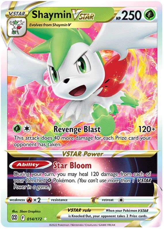 Shaymin VSTAR 014/172 Rare VSTAR Pokemon Card (SWSH Brilliant Stars) + 1x TitanCards® Toploader