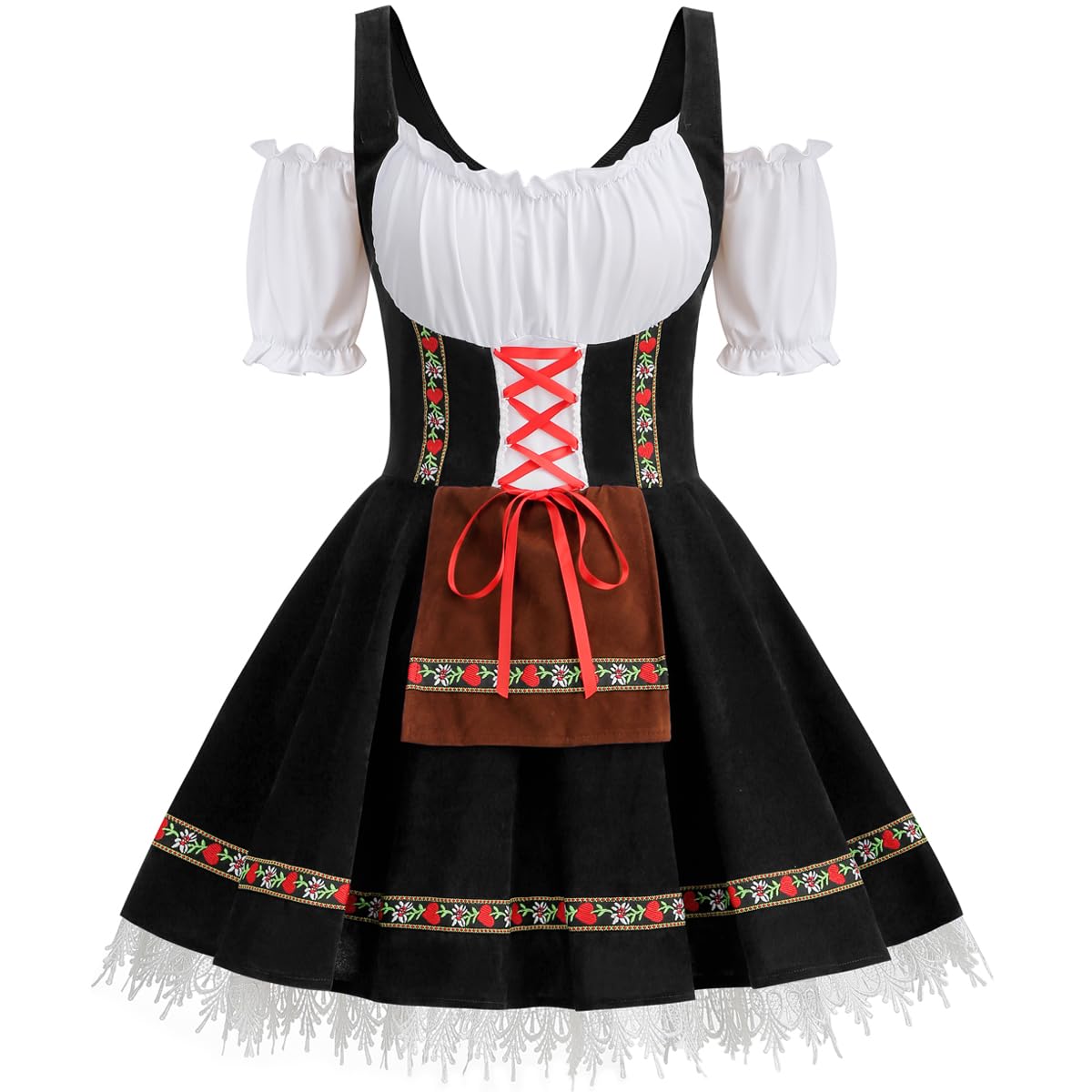 Photo 1 of GRAJTCIN Oktoberfest Costumes Women Velvet German Bavarian Dirndl Dress Octoberfest Outfits for Halloween Carnival (S, Black)