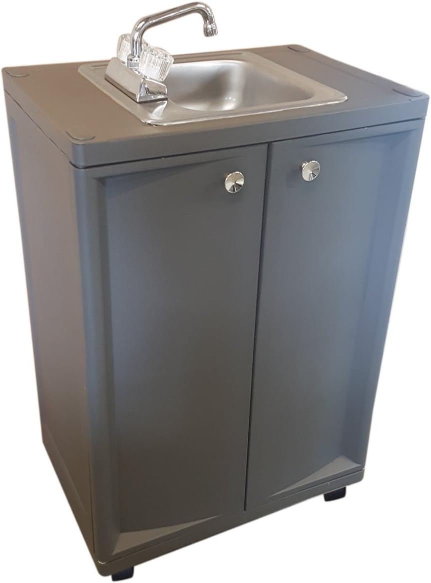 Monsam Foot Pump Portable Sink ‎PSF-101 Black| Durable Materials| Elegant Compact Design| Safety Lock Casters With Brakes| A Suitable Choice For Handwashing And Utensil Washing
