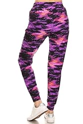 Leggings Depot JGA-R555-L Purple Galaxy Print