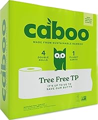 Caboo Tree Free Toilet Paper, Septic Safe Bath Tissue, Quick Dissolving 2 Ply Sheets - 300 Sheets Per Roll, 4 Double Rolls