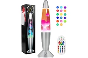 Mindiverse Liquid Motion Lamp with Remote 17 Colors Changing, 13.5 Inch Magma Motion Lamp for Home Decor, Bedroom, Office (Silver)