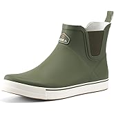 HISEA Men's Deck Boots, Waterproof Rubber Ankle Rain Fishing Sailing Boots | Saltwater Fishing Garden Chelsea Boots, Outdoor Neoprene Mud Booties for Boating Sailing Farming Yard Work