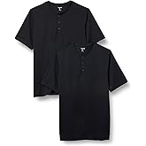 Amazon Essentials Henley Shirts for Men, Short Sleeve, Quick-Dry Jersey, Regular-Fit, 2-Pack