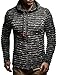Leif Nelson LN20724 Men's Knit Jacket with Hood Knitt Zip Up Cardigan Hoodie