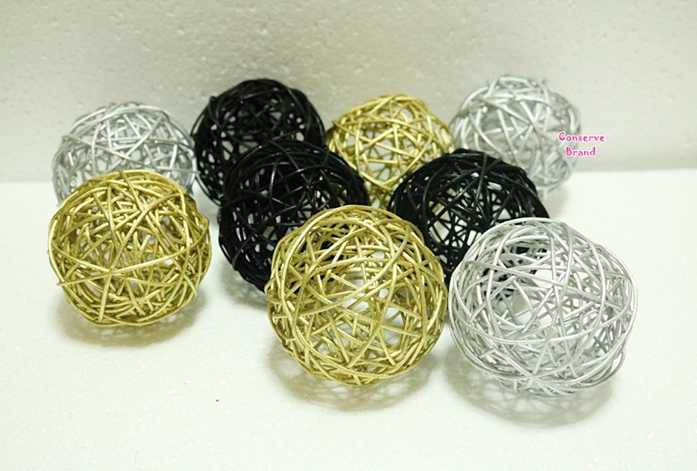Thailand S Gifts Gold Silver Black Medium Rattan Ball Wicker