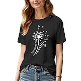 BYIPY Womens T Shirts Everything is Fine Dandelion Graphic Tees Short Sleeve Crewneck Summer Tops Trendy 2025