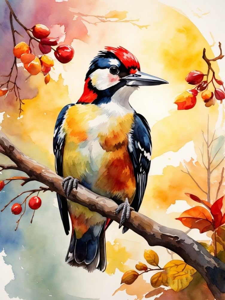 Amiiba Pre Printed Cross Stitch Kits for Adults, Bird Tree 11ct Stamped Embroidery Kits 15.7×19.7 inch DIY Wall Art Decor for Beginners Kids