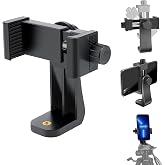 EszkozTA Cell Phone Tripod Mount Adapter, Universal Phone Holder Adjustable Clamp, 360 Degree Rotatable Bracket 1/4" Screw Clip for iPhone, Samsumg, Selfie Stick, Monopod (Black-1 Pack)