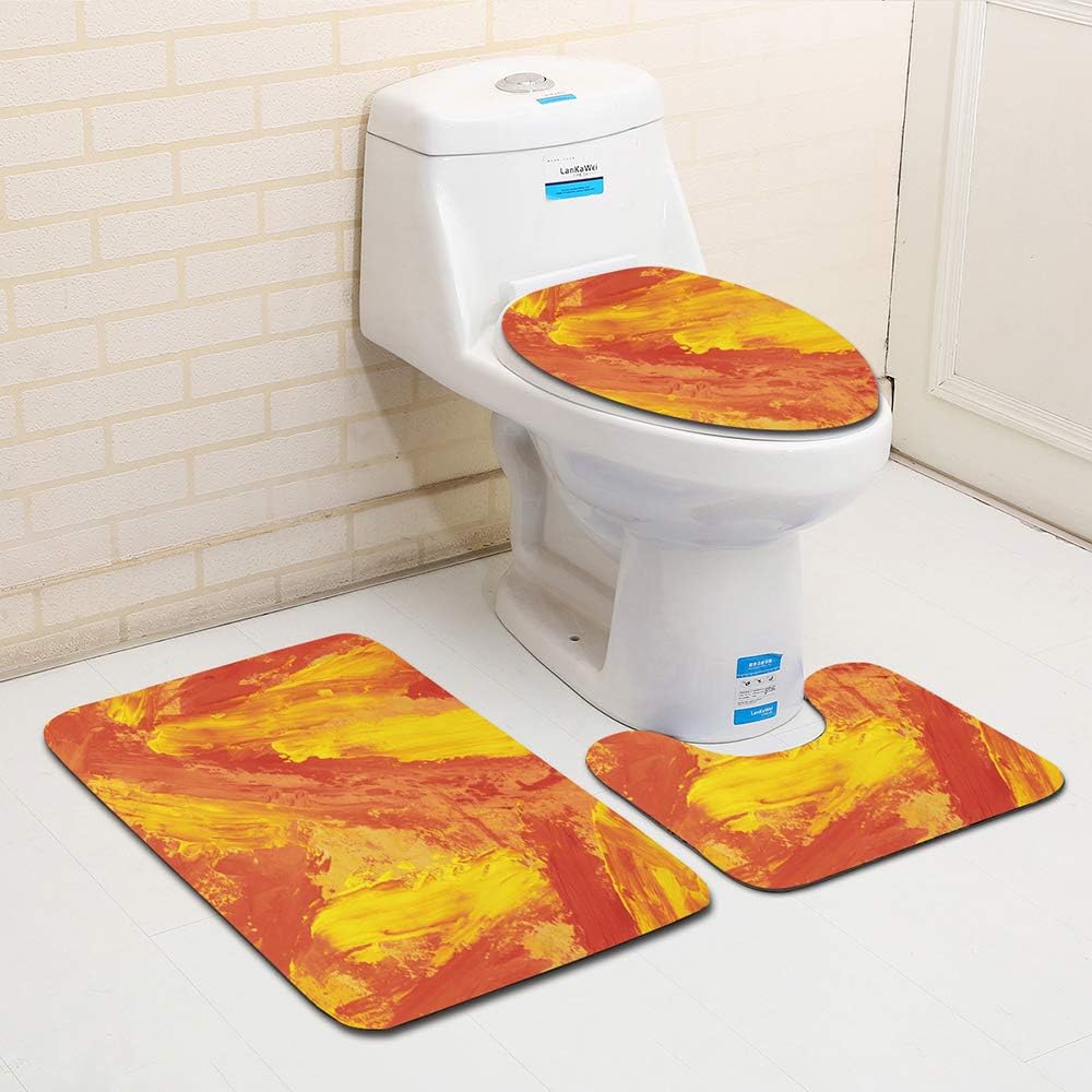 Amazon Com Lnte Badezimmerteppich Set 45x75 Cm Badematten Set 3 Teilig Wc Vorleger Polyesterfaser Polyester Bad Teppiche Rutschfest Home Kitchen