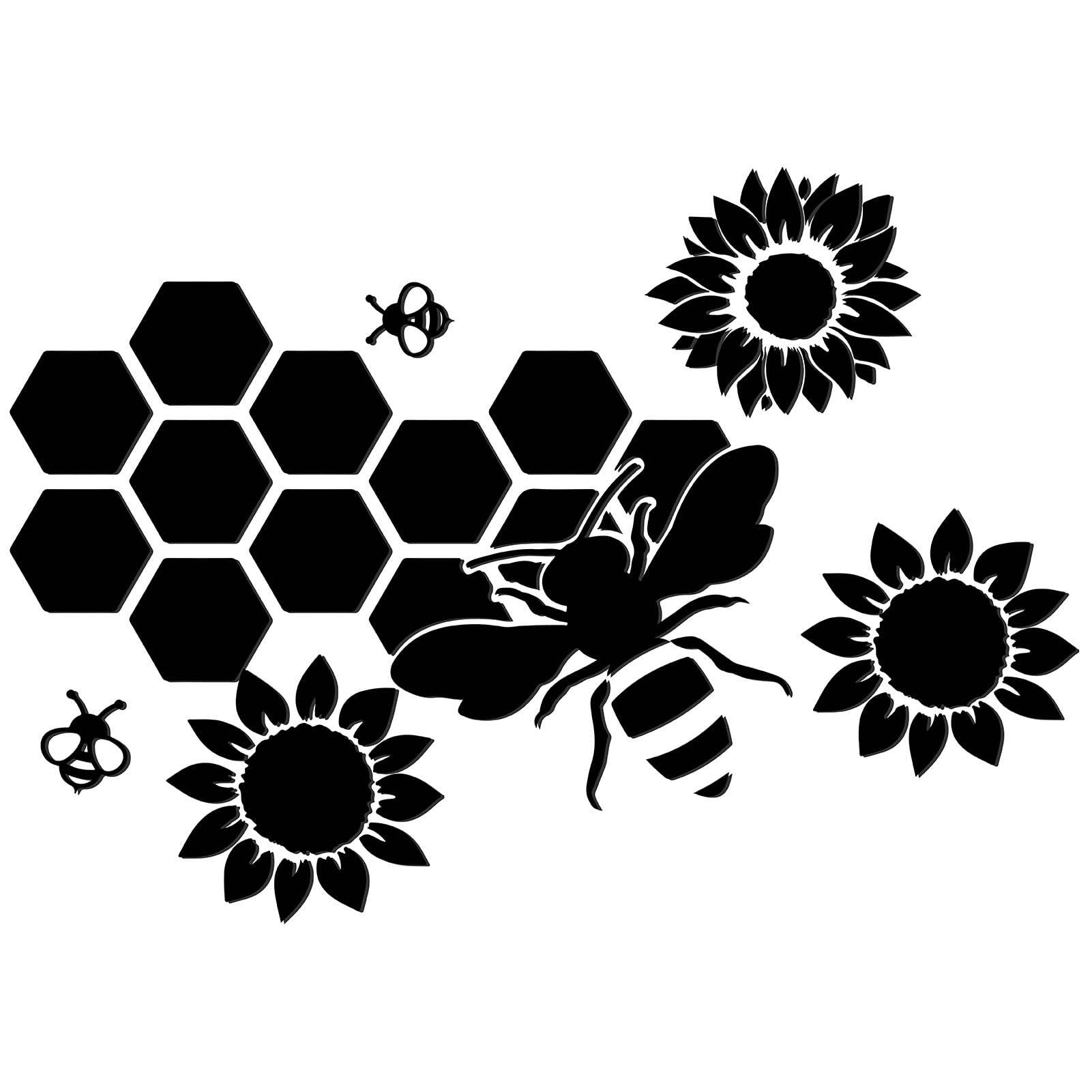 CREATCABIN Hive Bee Sunflower Mirror Wall Stickers 3D Acrylic Mirror Decal Removable Vinyl Art Wall Home Decor Mural DIY Mirror Decor for Living Room Bedroom Background Decoration, Silver