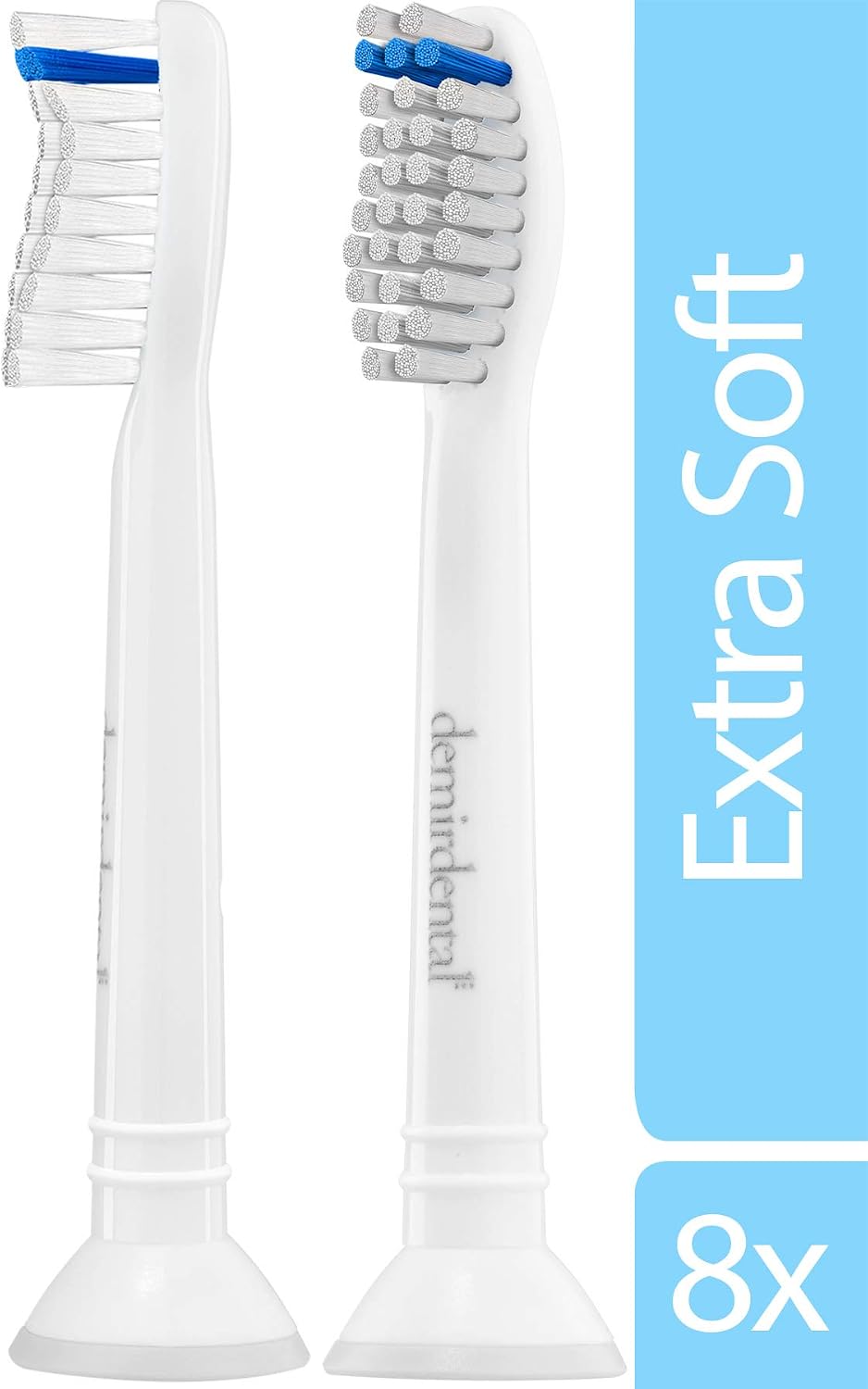 8 Pack demirdental Brush Heads Compatible for Philips Sonicare Toothbrush Heads Extra Soft Replacement Heads, White, HX6058e